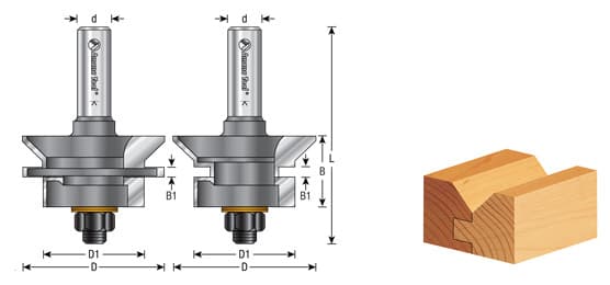 1-11/64" Dia x 1-1/8" Carbide Tipped Adjustable V Panel Router Bit, 1/2" Shank