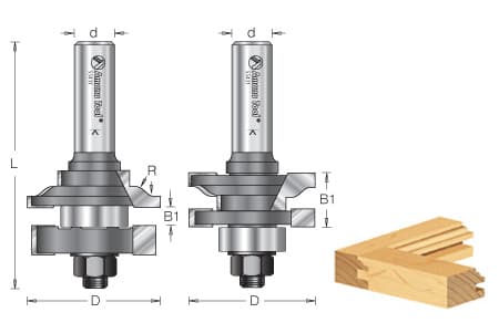 1-5/8" Dia x 11/16" Carbide Tipped Ogee Stile and Rail, 1/2" Shank Set (2-Piece)
