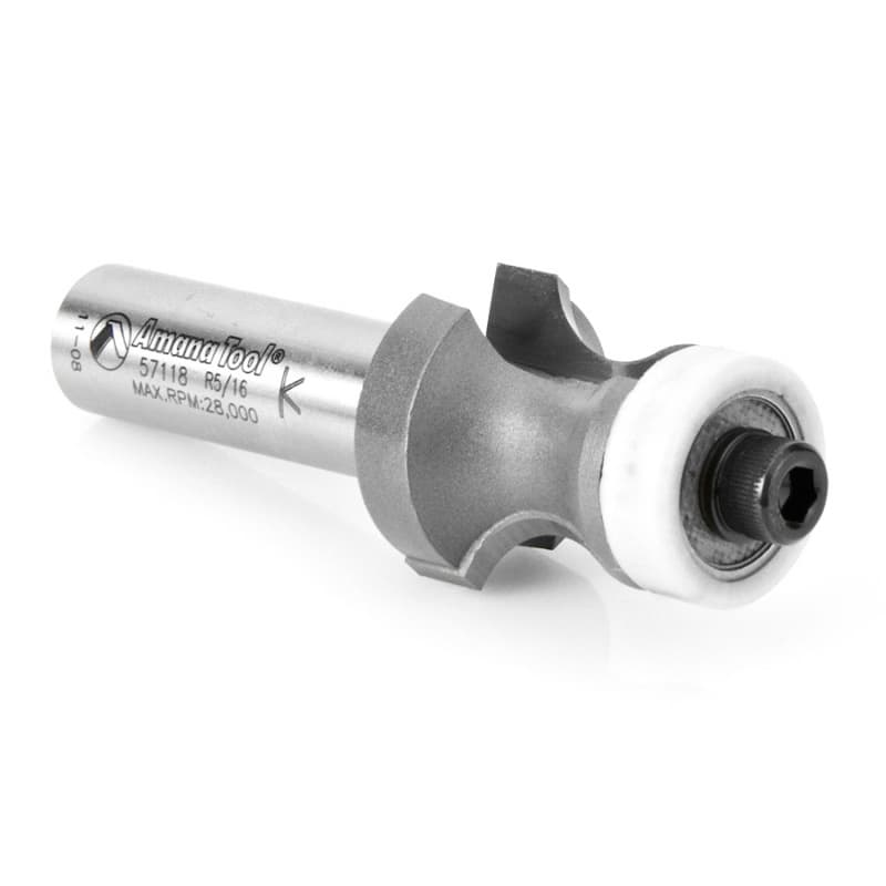 1" Dia x 7/8" Carbide Tipped Countertop No-Drip with Ultra-Glide Radius Bearing Guide Solid Surface, 5/16" Angle, 1/2" Shank