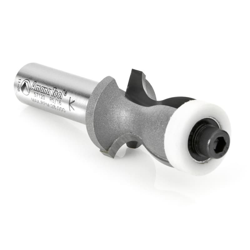 1" Dia x 1-1/8" Carbide Tipped Countertop No-Drip with Ultra-Glide Radius Bearing Guide Solid Surface, 5/16" Angle, 1/2" Shank