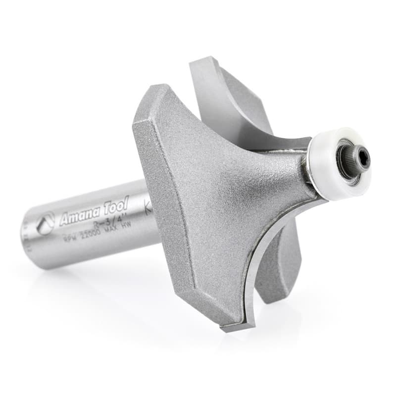 2" x 3/4" Radius Corner Rounding Bit with Ball Bearing Guide Solid Surface, 2-Flute, 1/2" Shank
