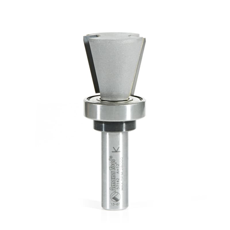 1-1/8" Dia x 1" Carbide Tipped Solid Surface Top Mount Bowl 14° Angle Router Bit, 1/2" Shank