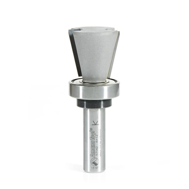 1-1/8" Dia x 1" Carbide Tipped Solid Surface Top Mount Bowl 14° Angle Router Bit, 1/2" Shank