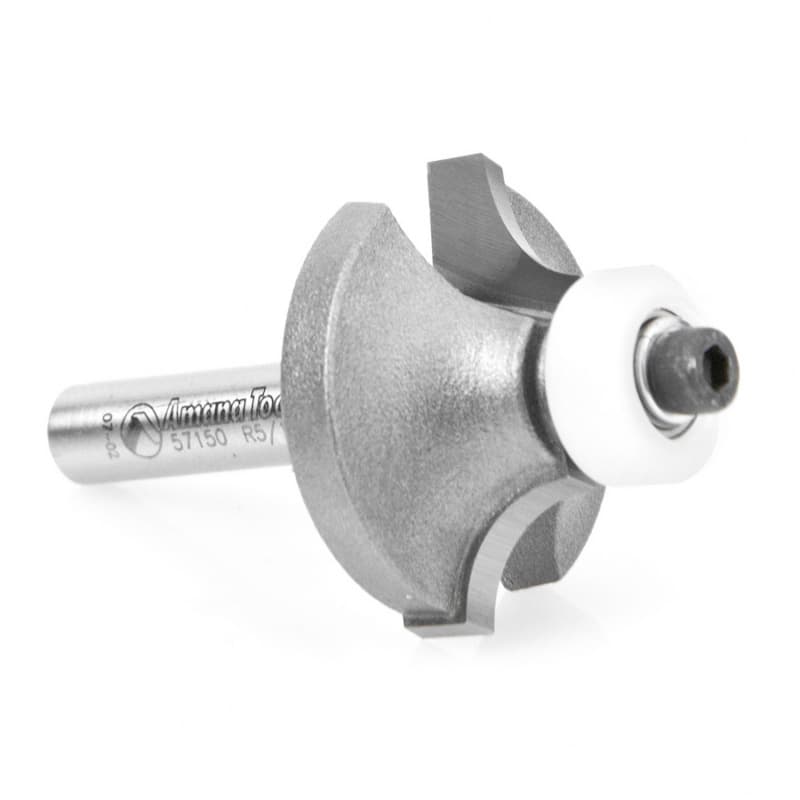 1-1/8" x 5/16" Radius Corner Rounding Bit with Ball Bearing Guide Solid Surface, 2-Flute, 1/4" Shank