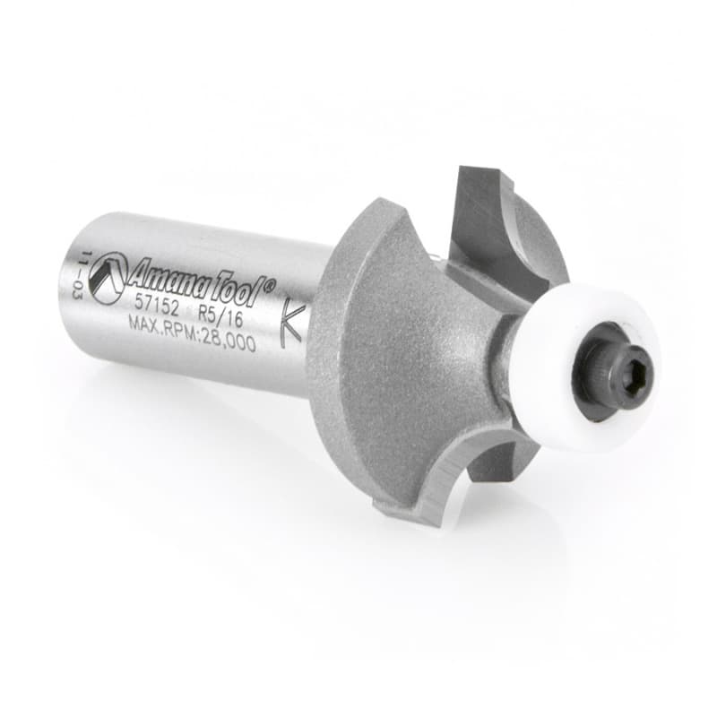 1-1/8" x 5/16" Radius Corner Rounding Bit with Ball Bearing Guide Solid Surface, 2-Flute, 1/2" Shank