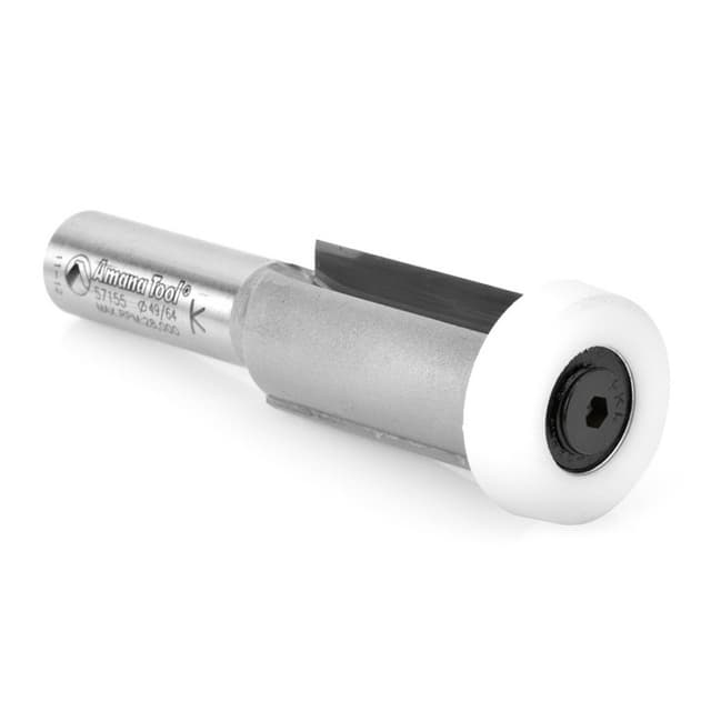 49/64" x 3-1/2" Overhang Trim Bit with Ball Bearing, 2-Flute, 1/2" Shank