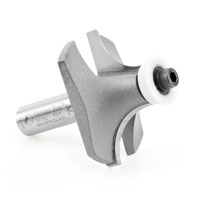 2-1/8" x 3/4" Radius Corner Rounding Bit with Ball Bearing Guide Solid Surface, 2-Flute, 1/2" Shank