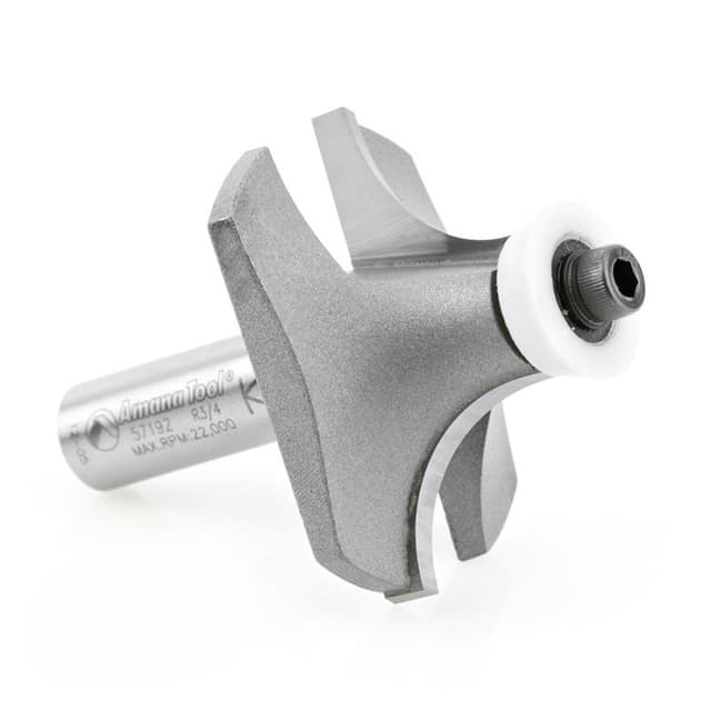 2-1/8" x 3/4" Radius Corner Rounding Bit with Ball Bearing Guide Solid Surface, 2-Flute, 1/2" Shank