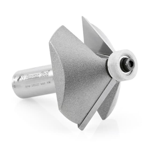 2" x 2-5/8" Chamfer Router Bit with Ball Bearing Guide Solid Surface, 2-Flute, 1/2" Shank