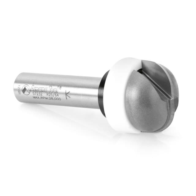 1-1/8" x 3/8" Radius Cove Bit/Backsplash with Bearing Guide Solid Surface, 2-Flute, 1/2" Shank