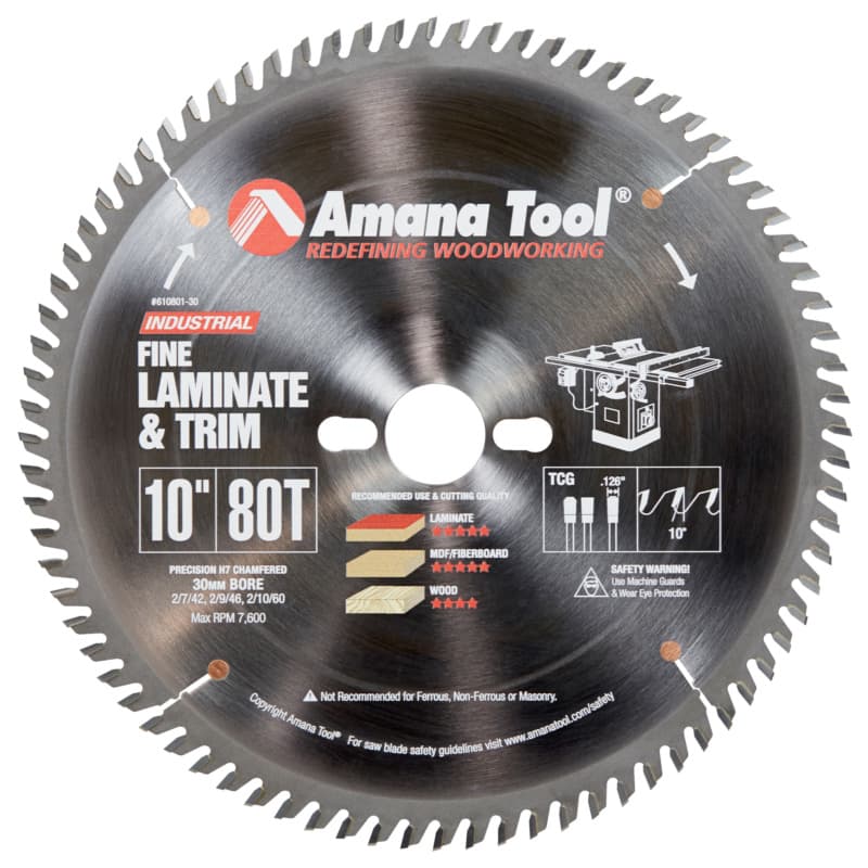 10" x 80 Teeth Fine Cut-Off/Cross-Cut Saw Blade, 30mm Bore