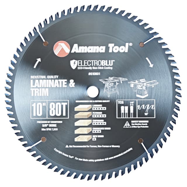 Prestige 10" x 80 Teeth Electro-Blu Non-Stick Coated Fine Cut-Off/Cross-Cut Saw Blade