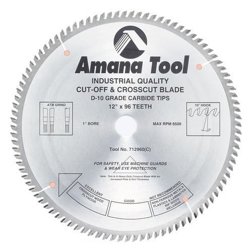 12" x 96 Teeth Heavy-Duty Cross-Cut/Cut-Off Saw Blade