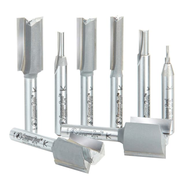 8-Piece High Production Straight Plunge Bit Collection, 1/4" Shank