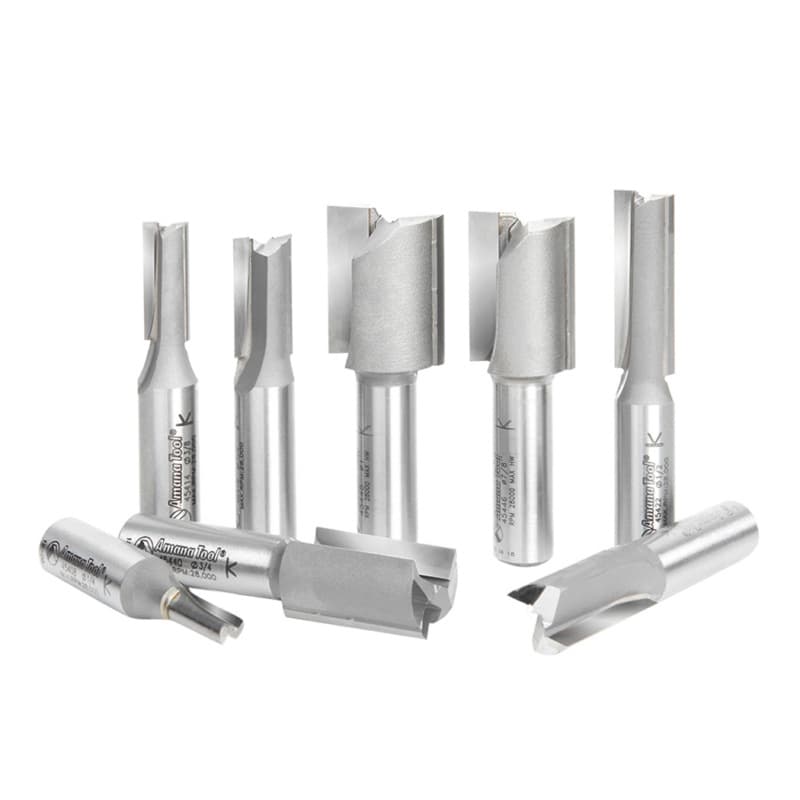 8-Piece High Production Straight Plunge Bit Collection, 1/2" Shank