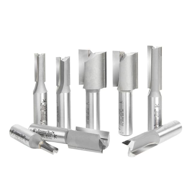 8-Piece High Production Straight Plunge Bit Collection, 1/2" Shank