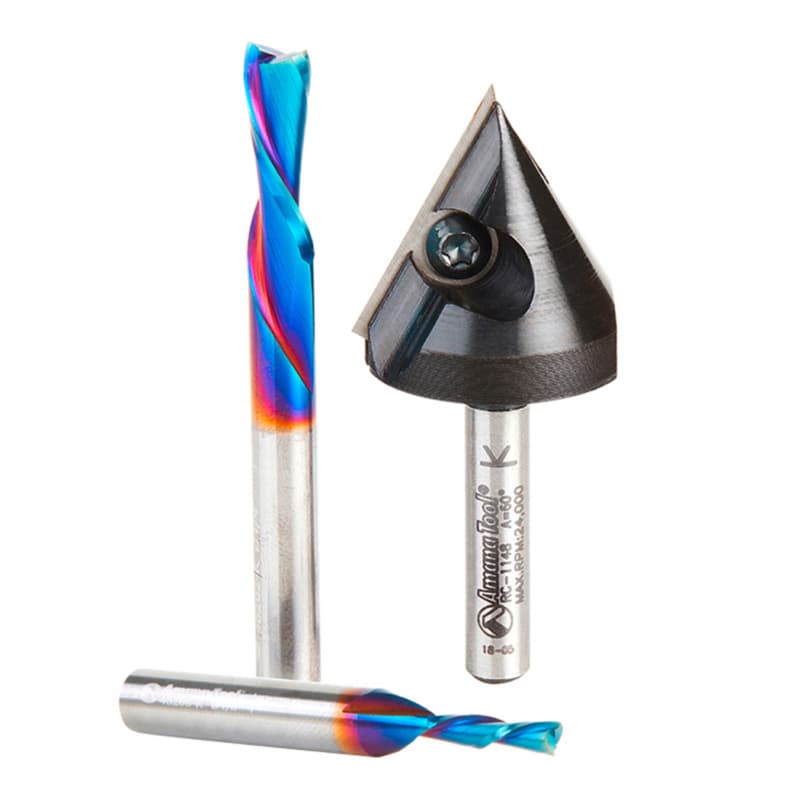 3-Piece Matt's CNC Starter Router Bit Pack, 1/4" Shank