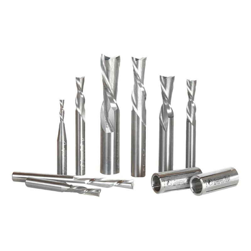 8-Piece Down-Cut CNC Spiral Router Bit Set