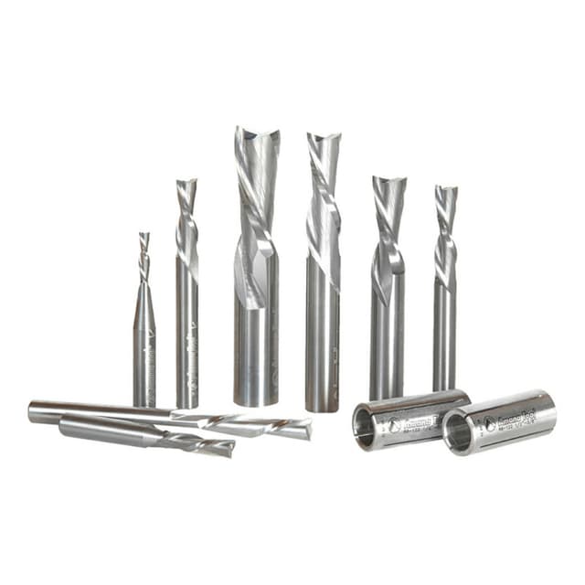 8-Piece Down-Cut CNC Spiral Router Bit Set