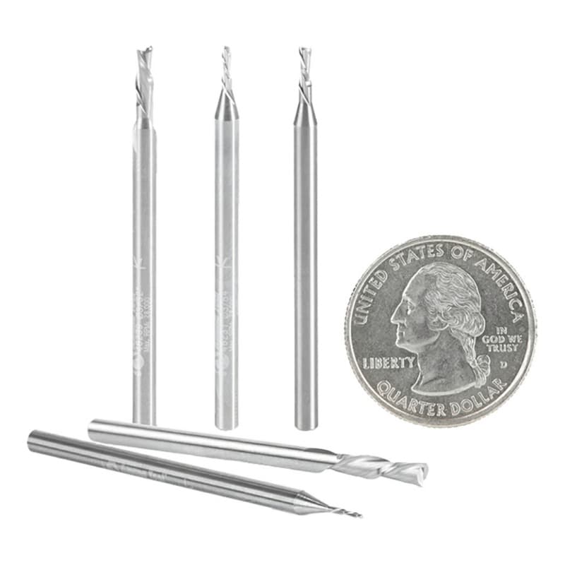 2" 5-Piece Down-Cut Flute Inlay Spiral Plunge Router Bit Set, 1/8" Shank