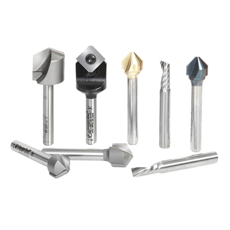 8-Piece V-Groove Router Bit Collection for Double Edge Folding ACM Panel, 1/4" Shank