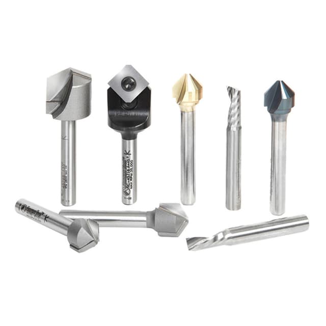 8-Piece V-Groove Router Bit Collection for Double Edge Folding ACM Panel, 1/4" Shank