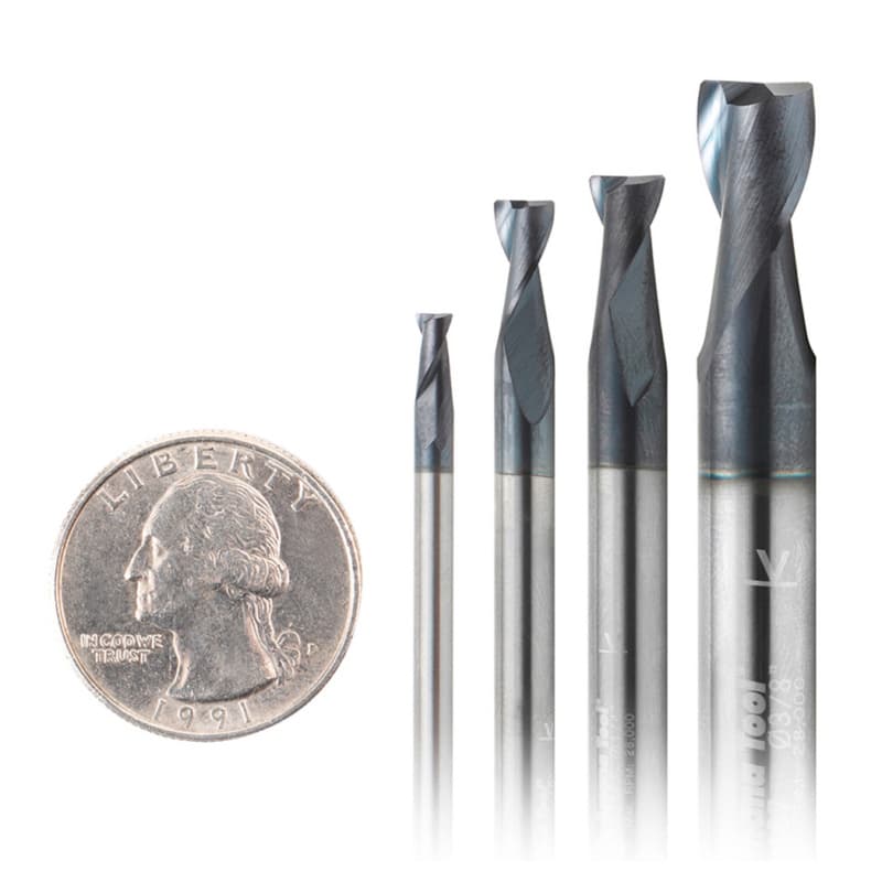 4-Pack CNC Steel/Stainless Steel Cutting Spiral End Mill Router Bit with AlTiN Coating