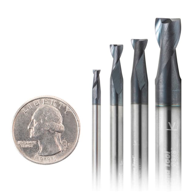 4-Pack CNC Steel/Stainless Steel Cutting Spiral End Mill Router Bit with AlTiN Coating