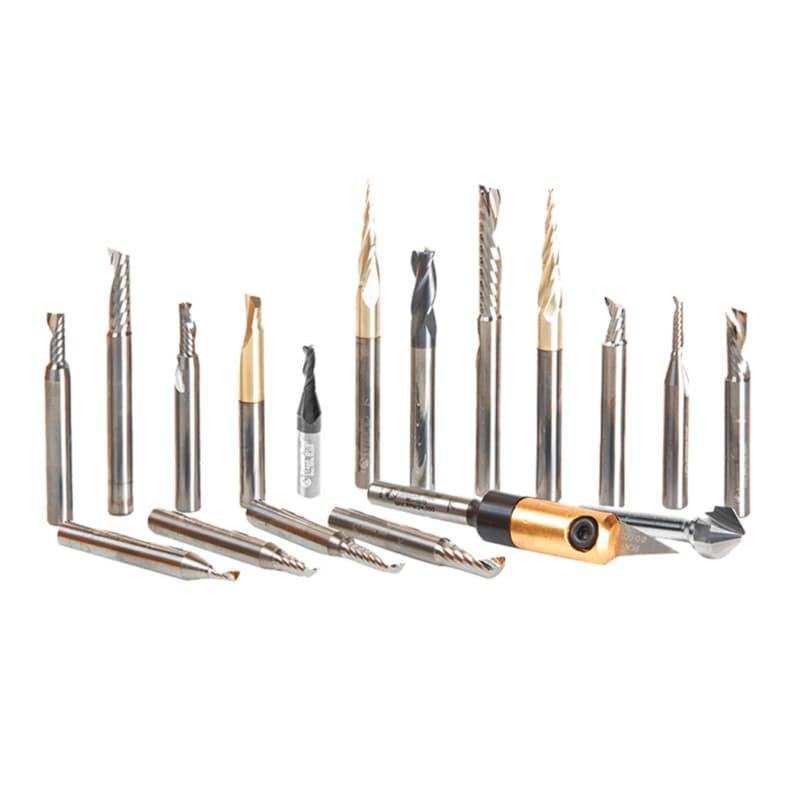18-Piece CNC Aluminum Cutting Advanced Router Bit Collection, 1/4" Shank