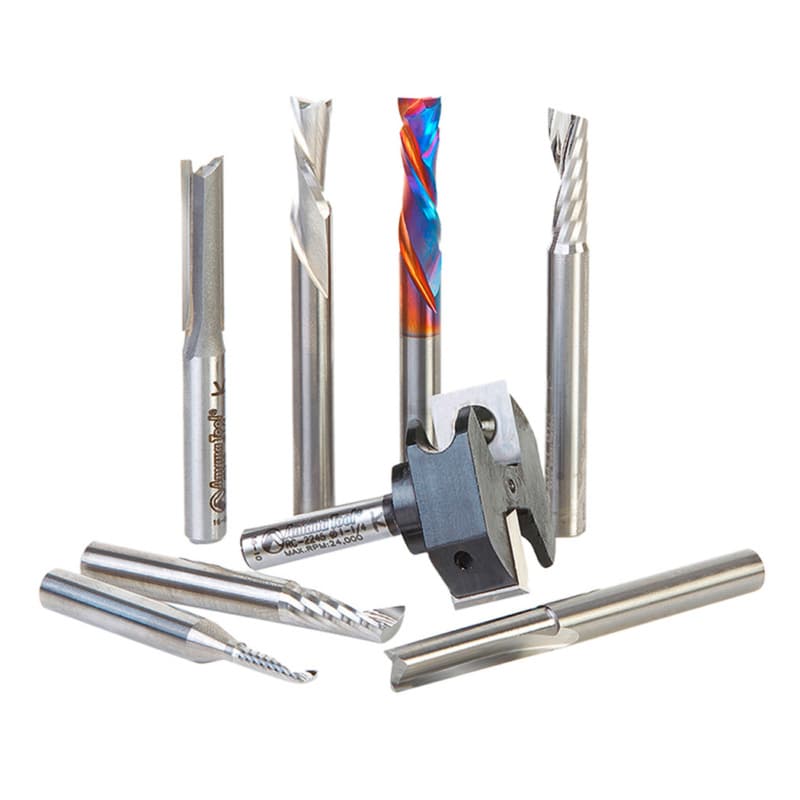 8-Piece CNC Starter Router Bit Collection, 1/4" Shank
