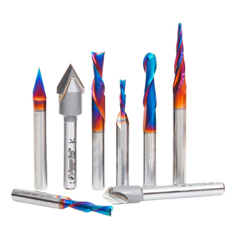 8-Piece CNC General Purpose Router Bit Collection, 1/4" Shank