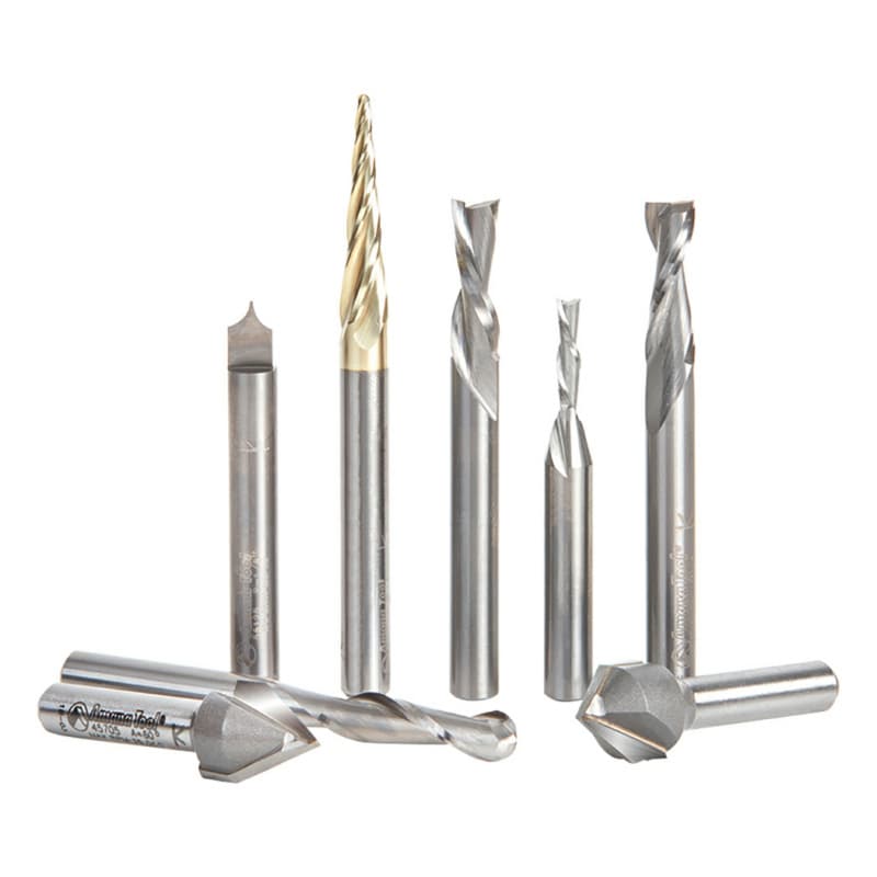 8-Piece V-Groove/Point Roundover/Multi-Purpose Router Bit Collection, 1/4" Shank