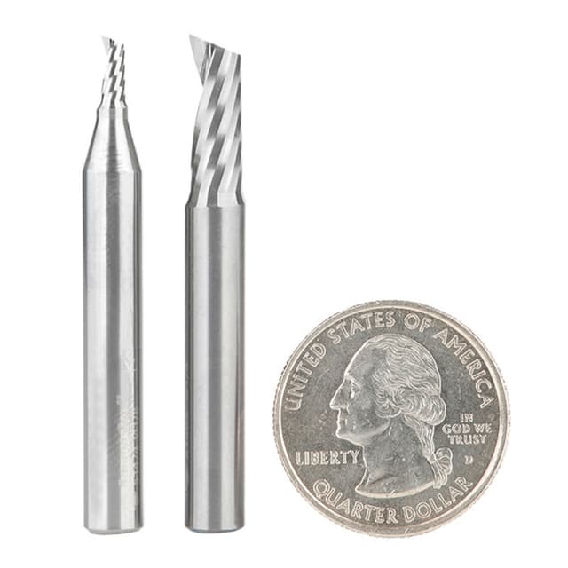 2-Piece CNC Aluminum Cutting 'O' Flute Spiral Router Bit Pack, 1/4" Shank