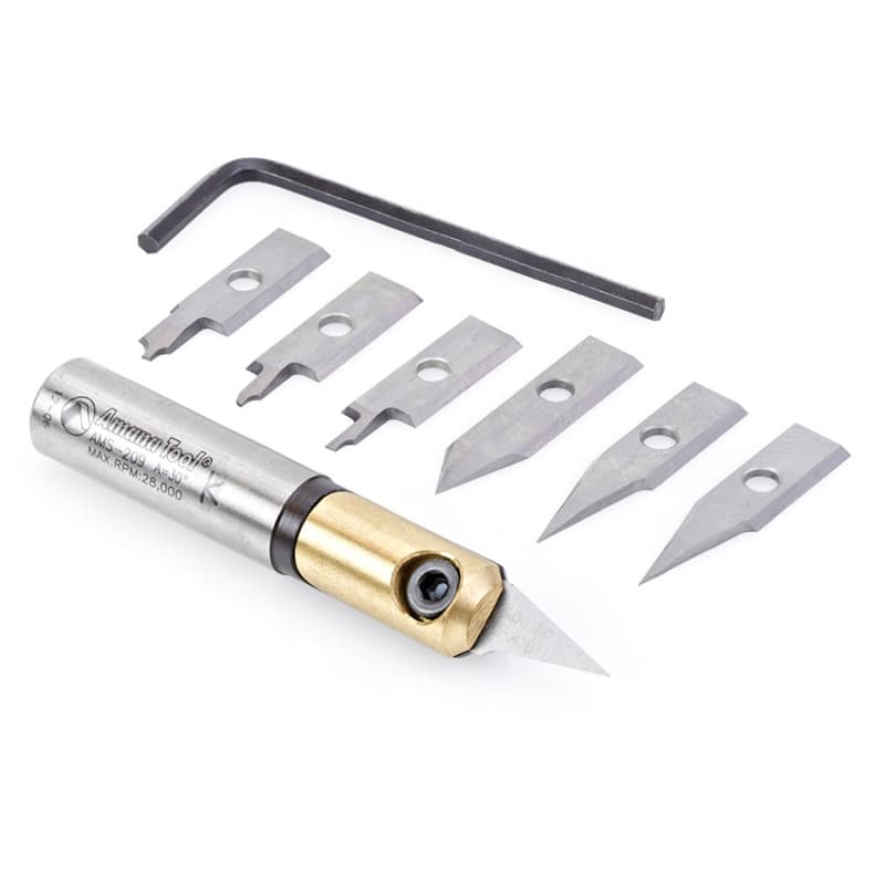 AMS-209 8-Piece In-Groove Insert Engraving Tool Body/Knives Set, 1/2" Shank