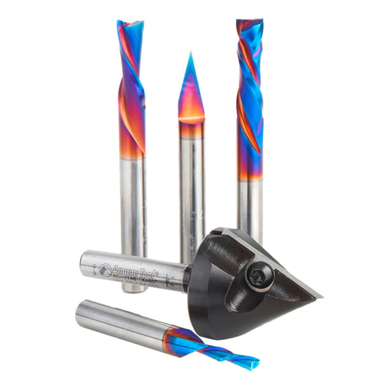 5-Piece Blueline CNC Starter Router Bit Set, 1/4" Shank