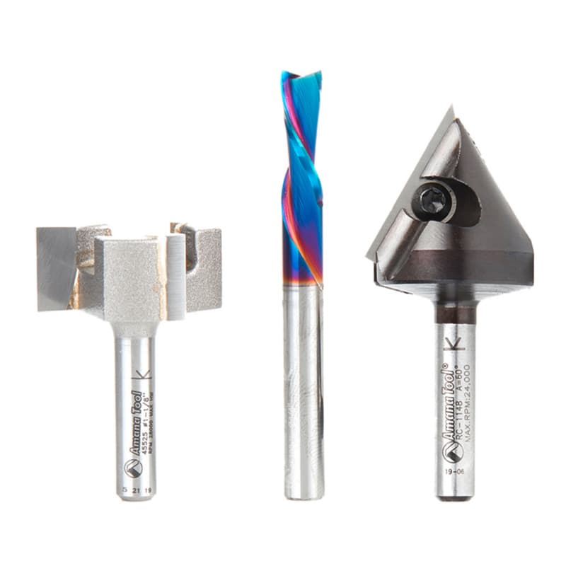 3-Piece CNC Starter Router Bit Pack II, 1/4" Shank