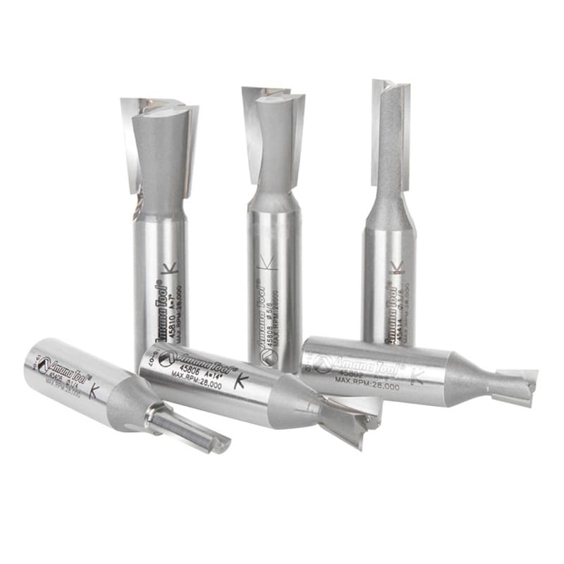 6-Piece Incra Dovetail Router Bit Set, 1/2" Shank