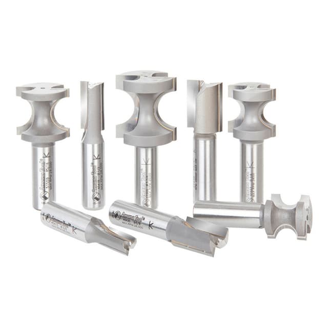 8-Piece Straight/Bullnose Router Bit Set, 1/2" Shank