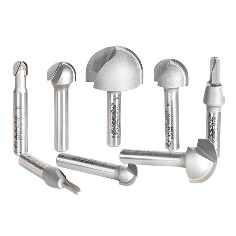 8-Piece Core Box Router Bit Collection, 1/4" Shank