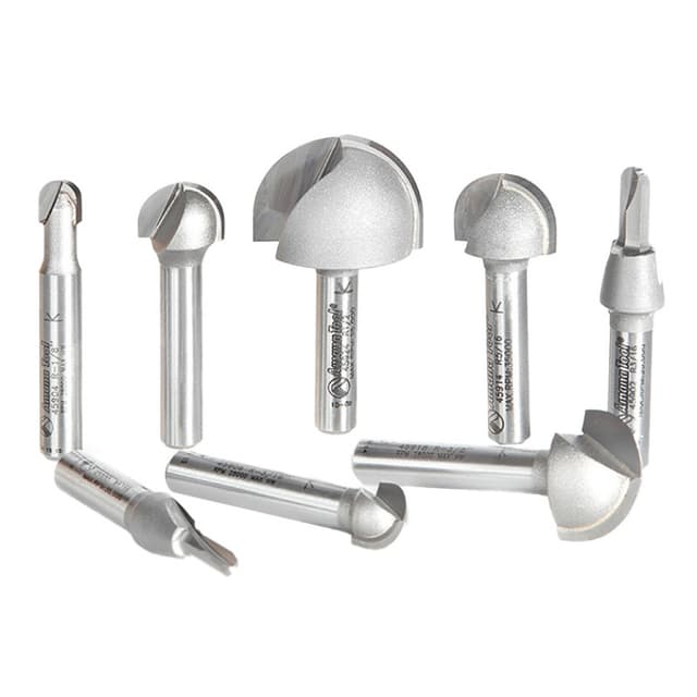 8-Piece Core Box Router Bit Collection, 1/4" Shank