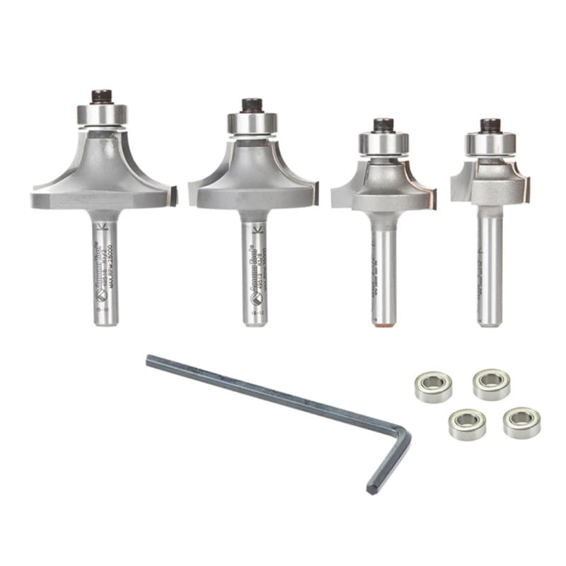 4-Piece Corner Rounding/Beading Router Bit Set, 1/4" Shank