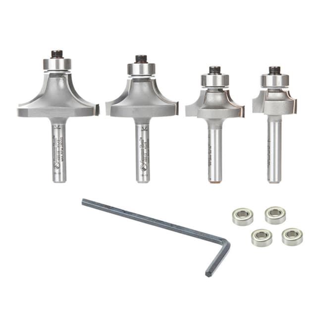 4-Piece Corner Rounding/Beading Router Bit Set, 1/4" Shank