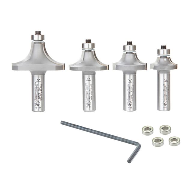 4-Piece Corner Rounding/Beading Router Bit Set, 1/2" Shank