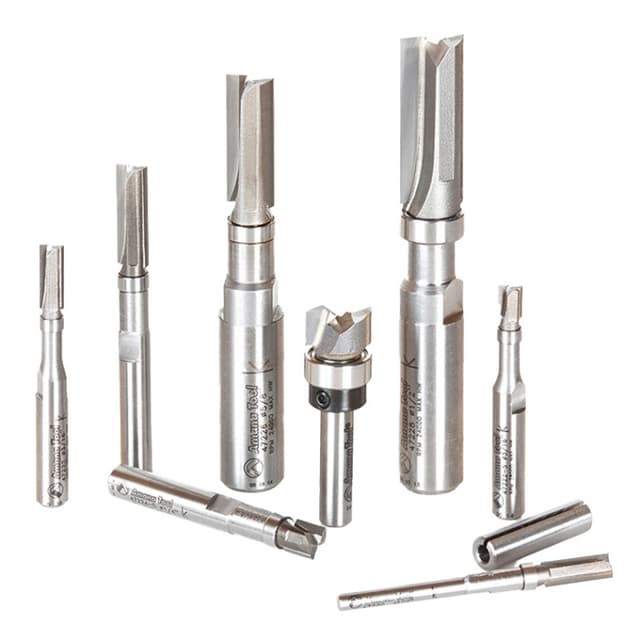 8-Piece Flush Trim Plunge Template Router Bit Collection with Upper Ball Bearing Guide