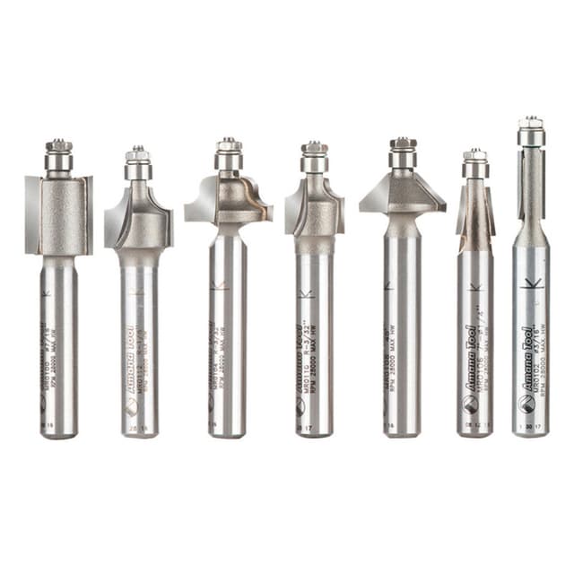 7-Piece Miniature Router Bit Collection Pack, 1/4" Shank