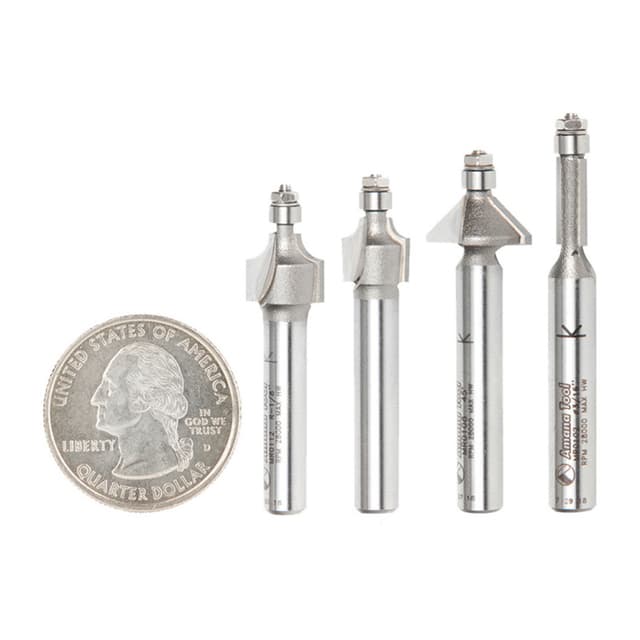 4-Piece Miniature Router Bit Pack, 1/4" Shank