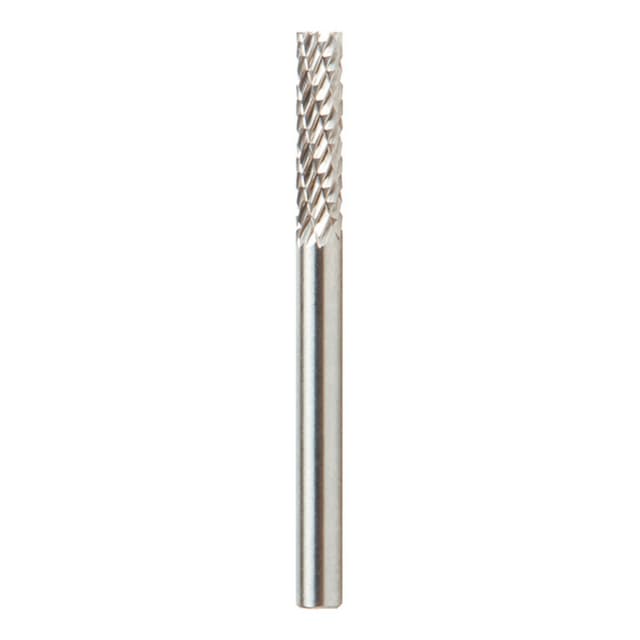 1/8" x 1-1/2" Double Cut Cylindrical Shape Burr Bit with End Cut, 1/8" Shank