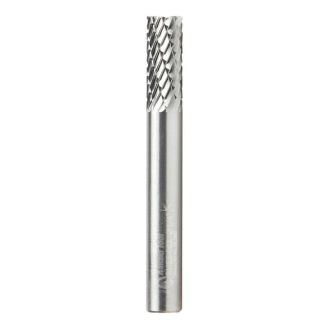 1/4" x 2" Double Cut Cylindrical Shape Burr Bit with End Cut, 1/4" Shank