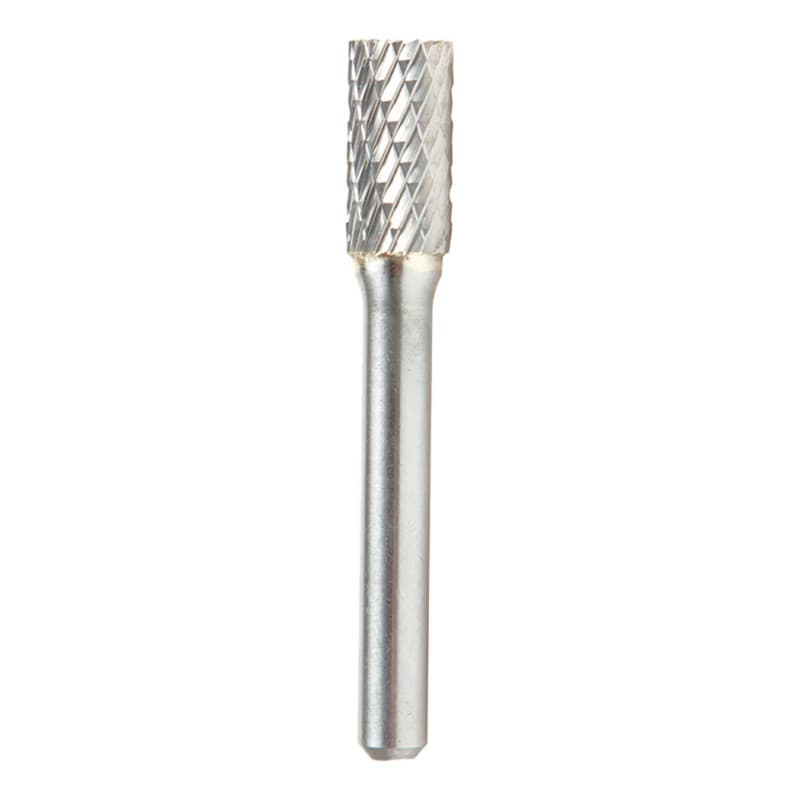 3/8" x 2-1/2" Double Cut Cylindrical Shape Burr Bit with End Cut, 1/4" Shank