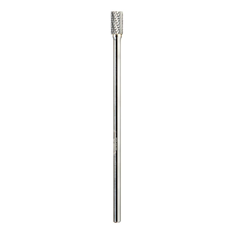 3/8" x 6-3/4" Double Cut Cylindrical Shape Burr Bit with End Cut, 1/4" Shank